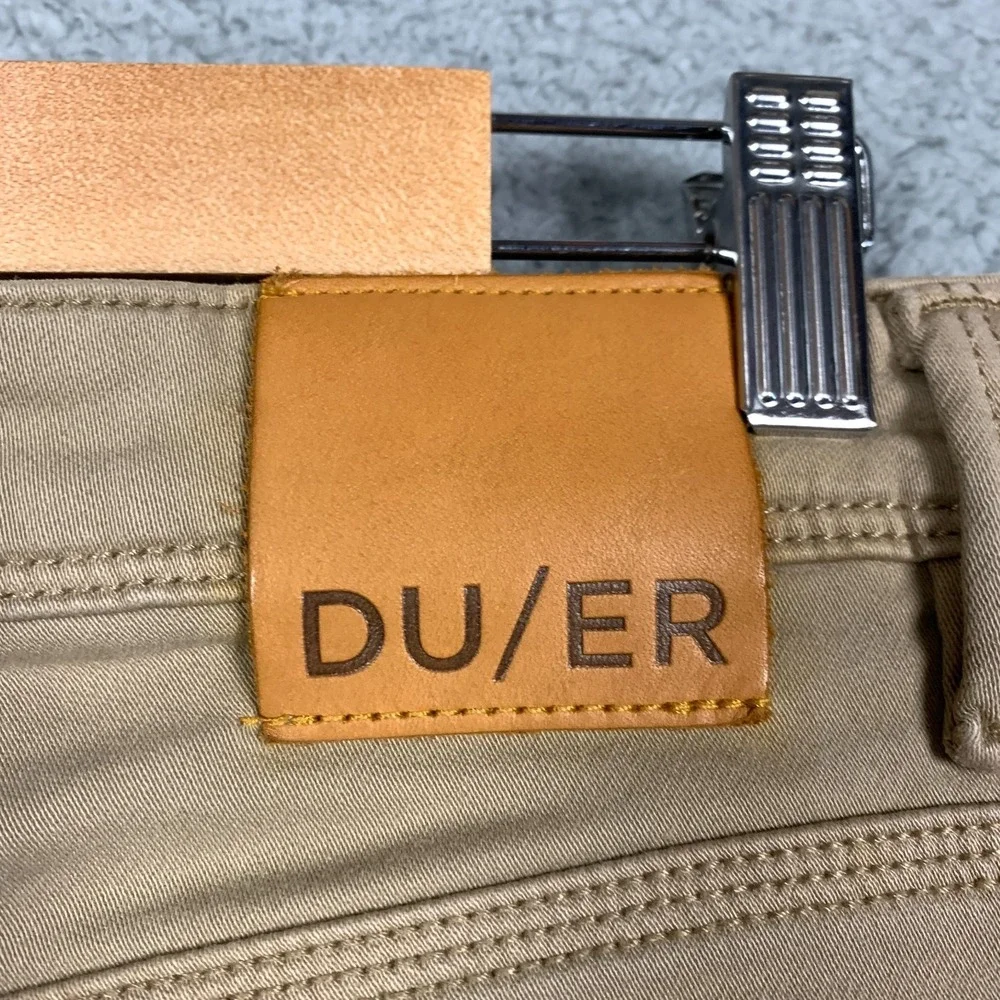 Du/er N2X‎ Pants No Sweat Men's 32 x 32 Khaki Stretch Performance Slim Tapered